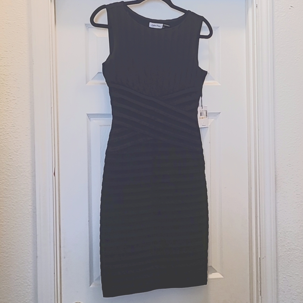 Calvin Klein textured black dress